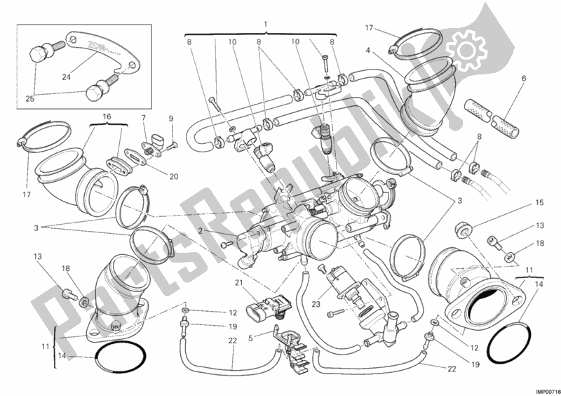 Todas as partes de Corpo Do Acelerador do Ducati Monster 796 ABS Anniversary 2013